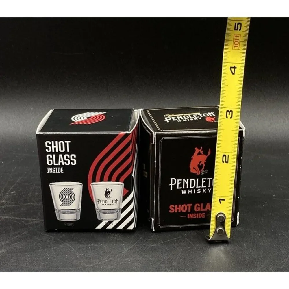 Pendleton Whisky Shot Glass Portland Trail Blazers New Boxed Bottle Topper LOT 2